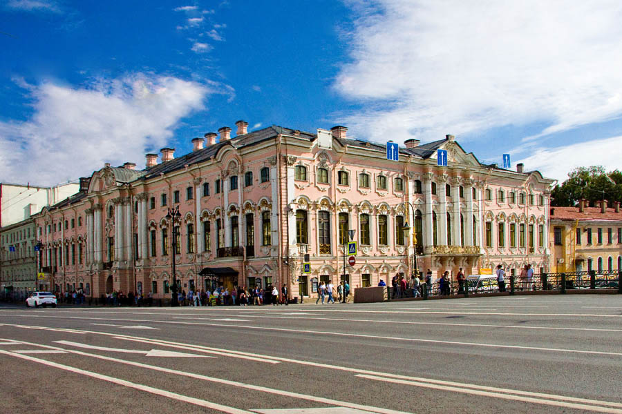 Строгановский дворец, вид с Зеленого моста на Мойке